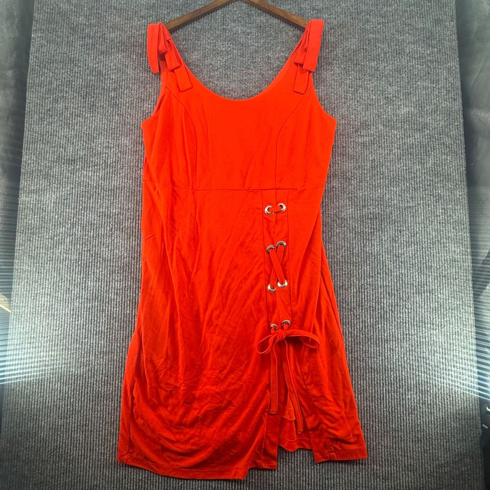 Venus Sleeveless Dress Women 1X Red Excellent Grommet Lace Up Tie Shoulder